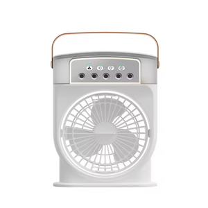 Mini ventilador enfriador de aire acondicionado Personal de mesa recargable tipo C, humidificador con luz LED de 7 colores, ventilador de niebla de agua y viento fuerte